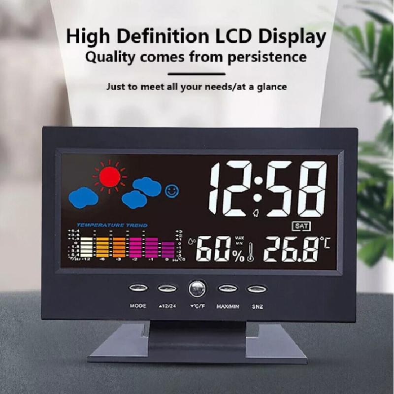 Digital Modern Simplified Alarm Clock Calendar Temperature Display Home Bedroom