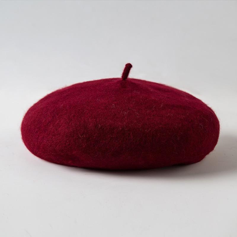 Wool Beret Hat Women's Autumn and Winter Big Head Circumference British Retro Octagonal Painter Hat