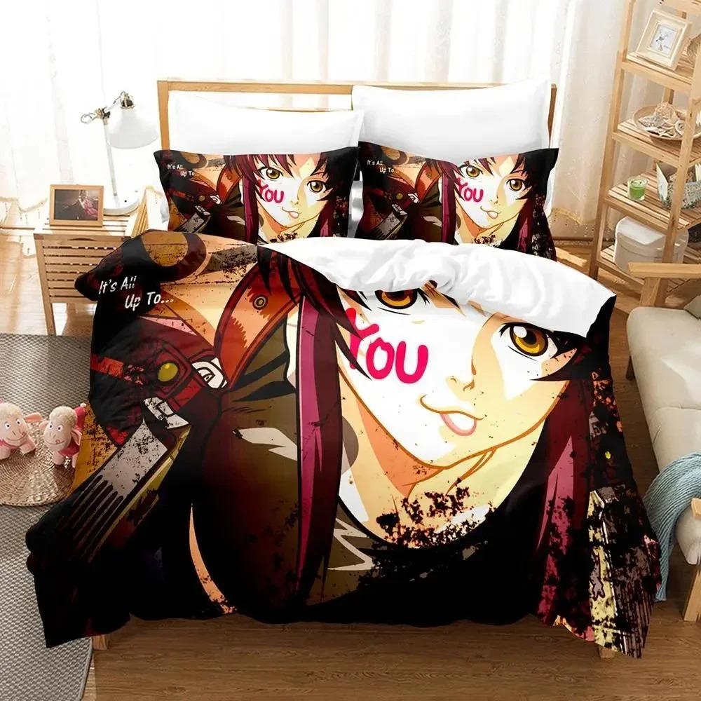 Anime Black Lagoon Bedding Set Duvet Cover Bed Set Quilt Cover Pillowcase Comforter King Queen Size Boys Adult Bedding Set