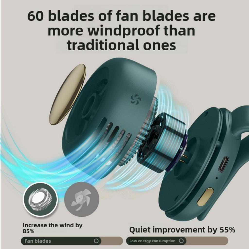 Portable Bladeless Mini Fan with 3-Speed Adjustable Settings, USB Rechargeable, 900mAh Battery for Long-Lasting Use, Lightweight & Rotating Design