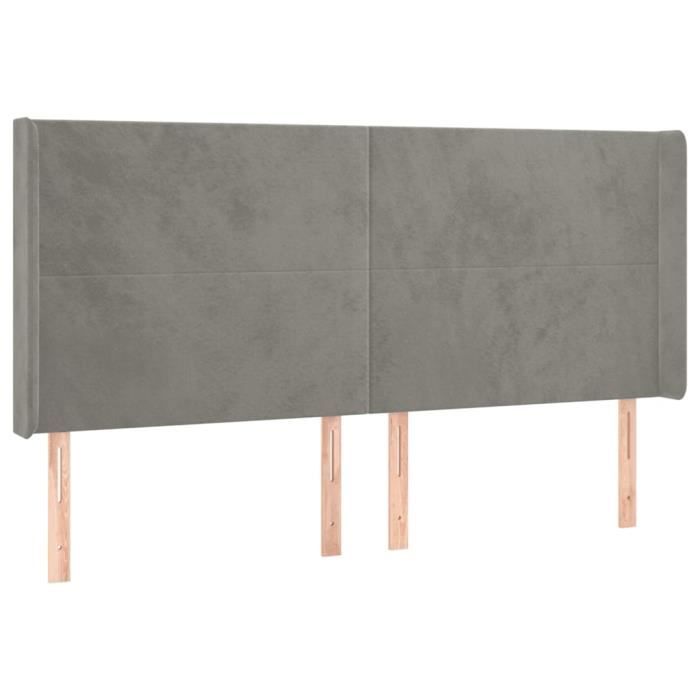 VidaXL Tête de lit avec oreilles Gris clair 183x16x118-128 cm Velours3119360