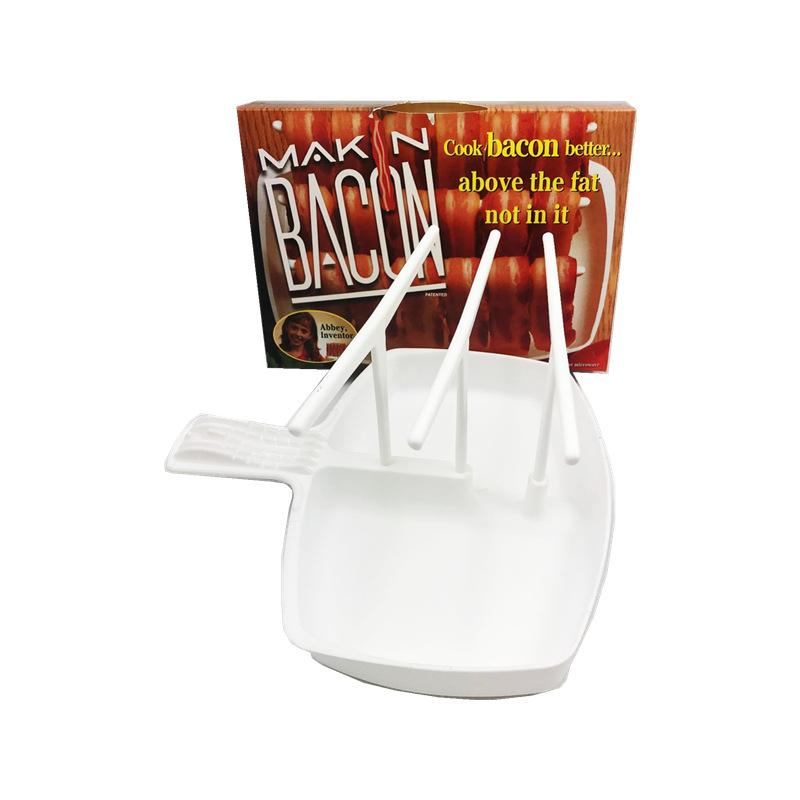 Plastic Microwave Bacon Oven Baking Tray Heat Resistance Barbecue Grill Bacon Rack Easy To Clean Bacon Hanger Breakfast Cookware