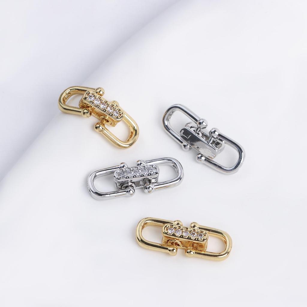 18K Gold-Plated Double U Buckle Bracelet/Necklace Clasp Connector for DIY Jewelry