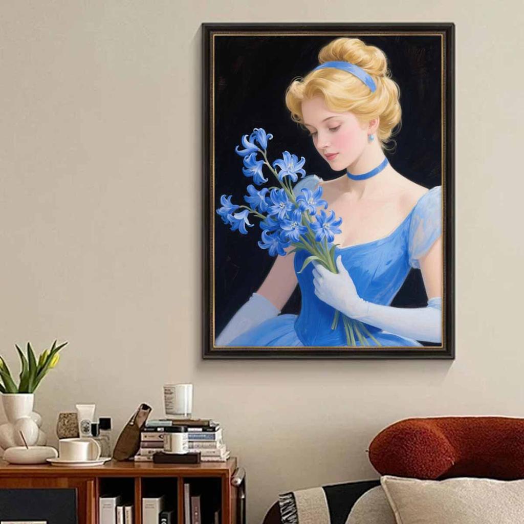 Diamond Mosaic Colorful Diamond Painting Princess and Flowers Full Round Embroidery Cartoon Creative Hobbies Wall Decor