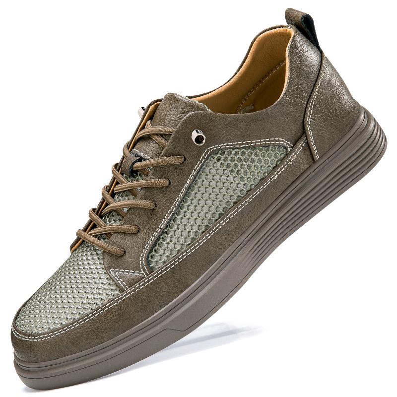 

Дышащая мужская повседневная обувь из натуральной кожи, обувь для скейтборда для мужчин, модные кроссовки на шнуровке, универсальная мужская вулканизированная обувь 44