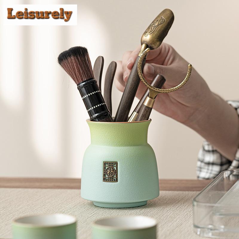 Gradual Blueish Green Ceramic Tea Six Gentlemen Creative Tea Tool Set Household Teaware Utensils Chinese Tea For Tea Ornaments