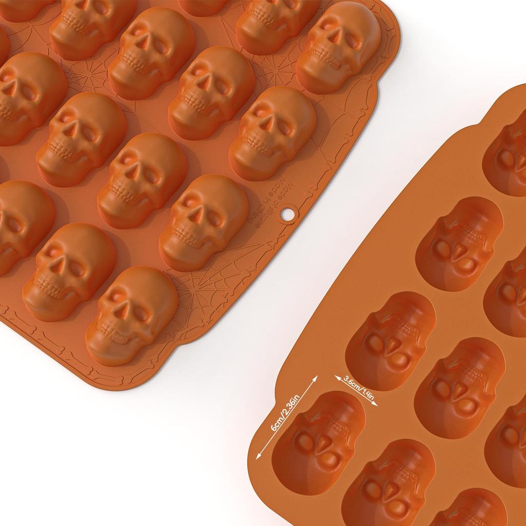 Halloween Gummy Molds Fondant Skull Mould 3D Easy Release Reusable Silicone Molds For Candy Chocolate Gummy Halloween Decoration