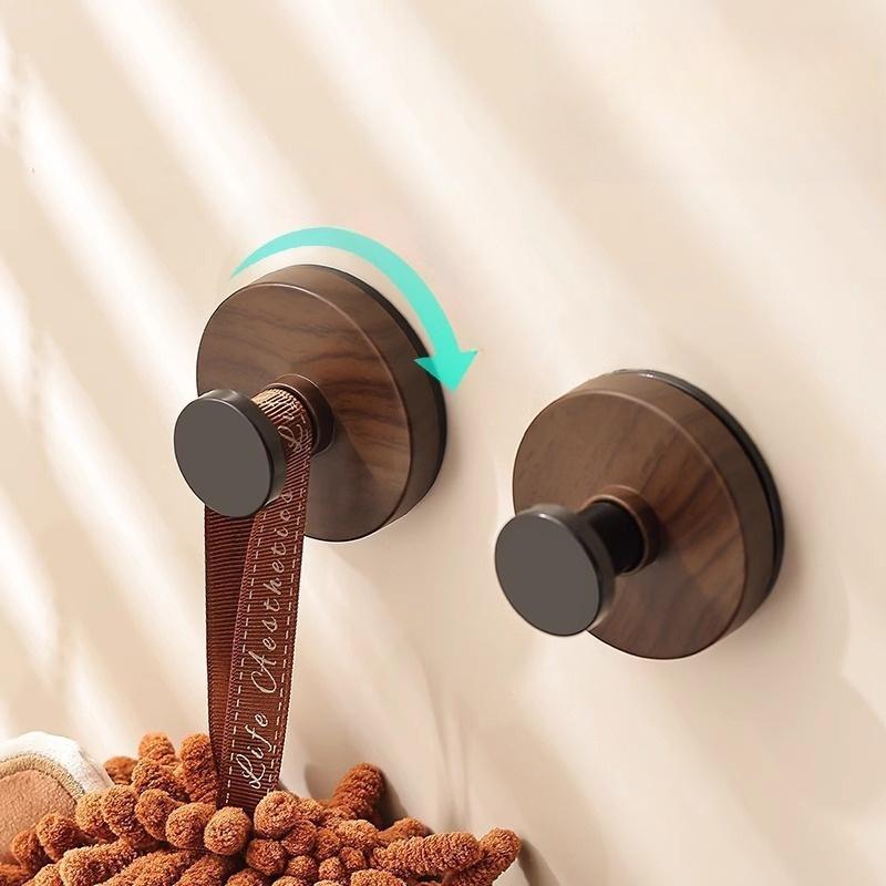 Cârlig de ușă din lemn de nuc, cârlig simplu puternic montat pe perete, fără găurire, cârlig adeziv pentru haine