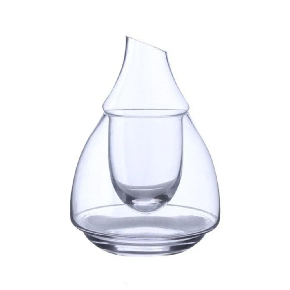 Whiskey Dispenser Transparent Ice Wine Jug Detachable Flat Mouthed Wine Decanter Glass Slant Mouthed Wine Warmer Restaurant