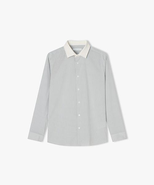River Classy [25Ss] Lls31588 Black Regular Cleric Collar Striped Pattern Business Shirt 105