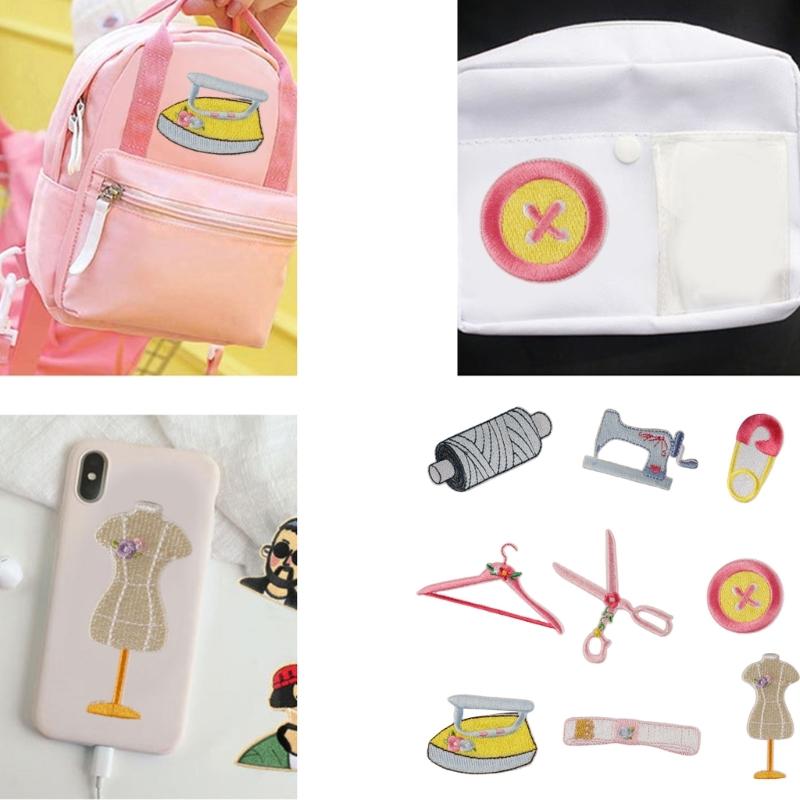 9 Pcs Scissors Embroidery Patches Iron On Patches Embroidered Patches Repair Patches Clothes Hanger Sewing Patches