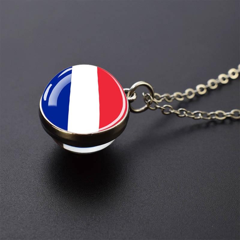 Countries Flag Glass Ball Necklace Russia France Spain UK Italy Poland Ukraine Flag Pendant Necklace Travel Gift