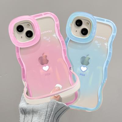 Anwendbar auf Apple 15 Handyhülle im Sommer IPhone 14 Schmutz Liebe 13 Wellenkante 12 Unsichtbare Doppelhalterung Transparent