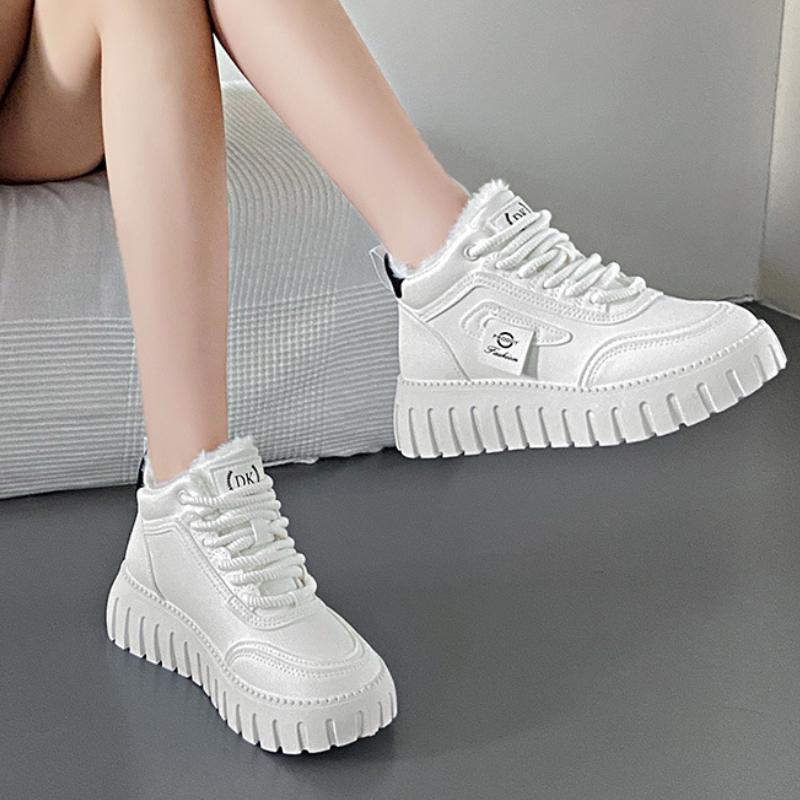 Trendy Dad Shoes Women's 2024 Winter New Collection with Velvet Warmth High Top Casual Sports Women's Cotton Shoes Zapatos Mujer