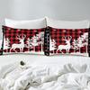 Red Plaid Elk Three-Piece Quilt Cover 3D Digital Printing Bedding Set Bed Cover