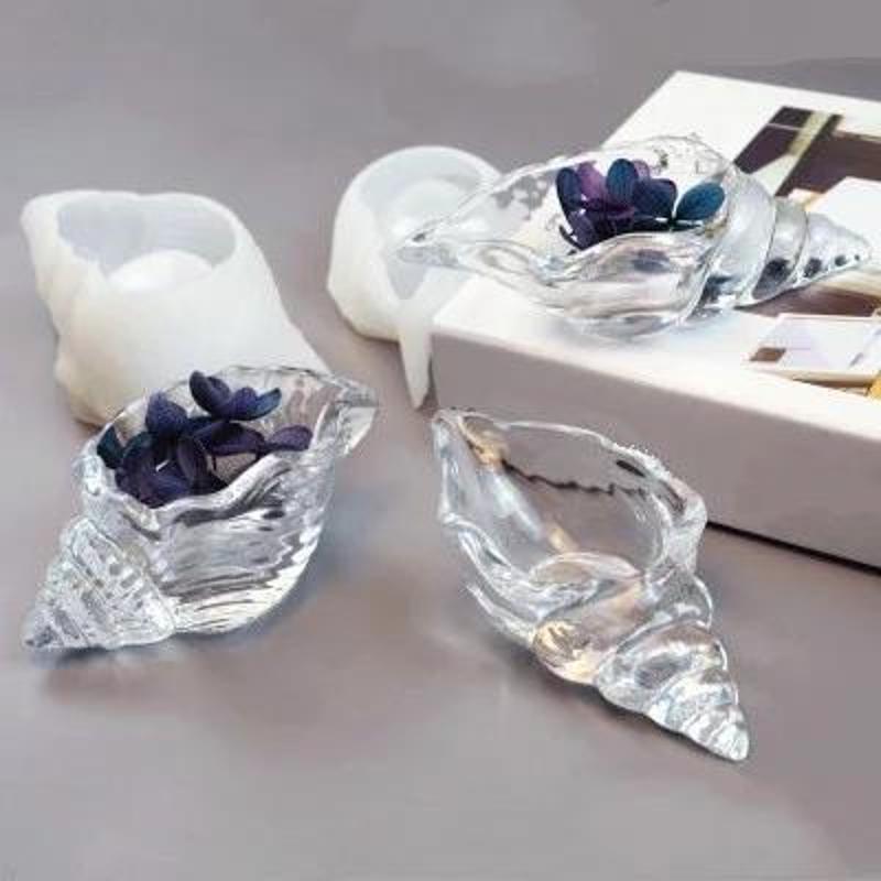 New DIY Crystal Epoxy Mirror Three-dimensional Conch Elephant Makeup Eggs Storage Box Shell Ocean Silicone Mold Home Supplies