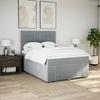 Box Spring Bed with Mattress Light Grey 140 X 190 Cm Fabric