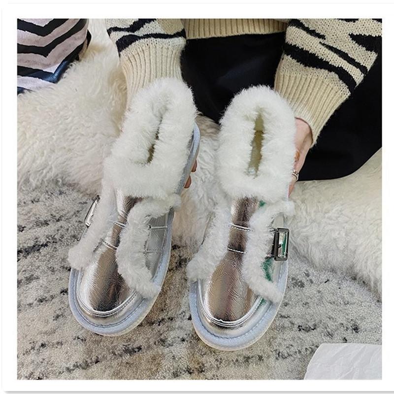 Autumn and Winter Women's Flat-bottomed Overflowing Locomotive Casual Casual Boots Mini Boots Comfortable Buckle Snow Boots