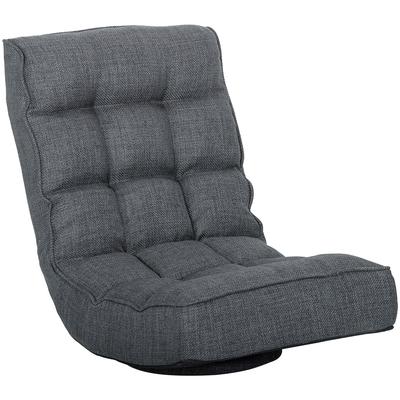 Folding Floor Chair Swivel Reading Chair 360 Degrees with Backrest Adjustable In 5 Positions 58x107x79 Cm Grey