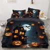 Dark Night Halloween Castle 3D Printed Bedding Set Cozy Soft Duvet Cover Set King Queen Twin Size Halloween Gift Bedroom Decor