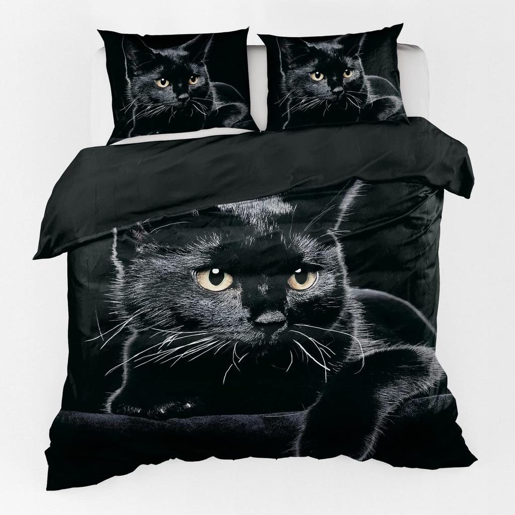 Color Abstract Cat Bedding Three-Piece Quilt Cover