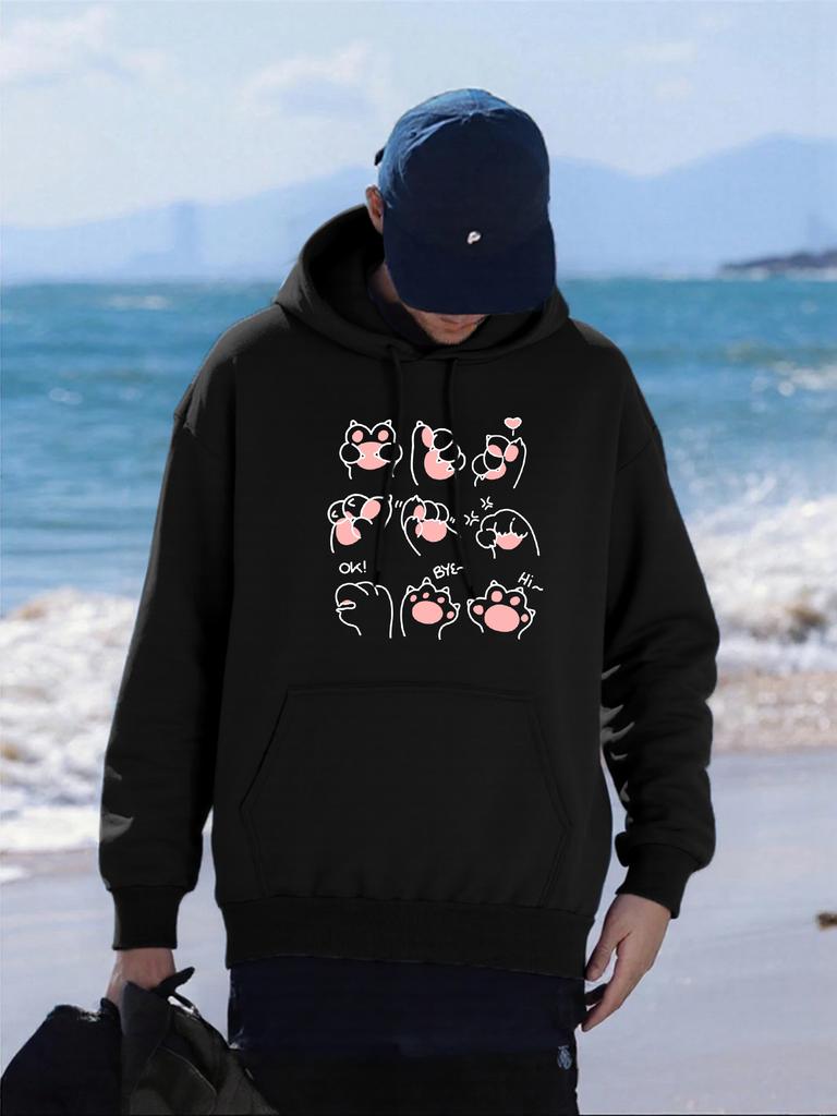 Creative Palm Gesture Printing Men Hoodies Multicolor Loose Hoody Fleece Casual Streetwear All-Match Comfortable Man Clothing
