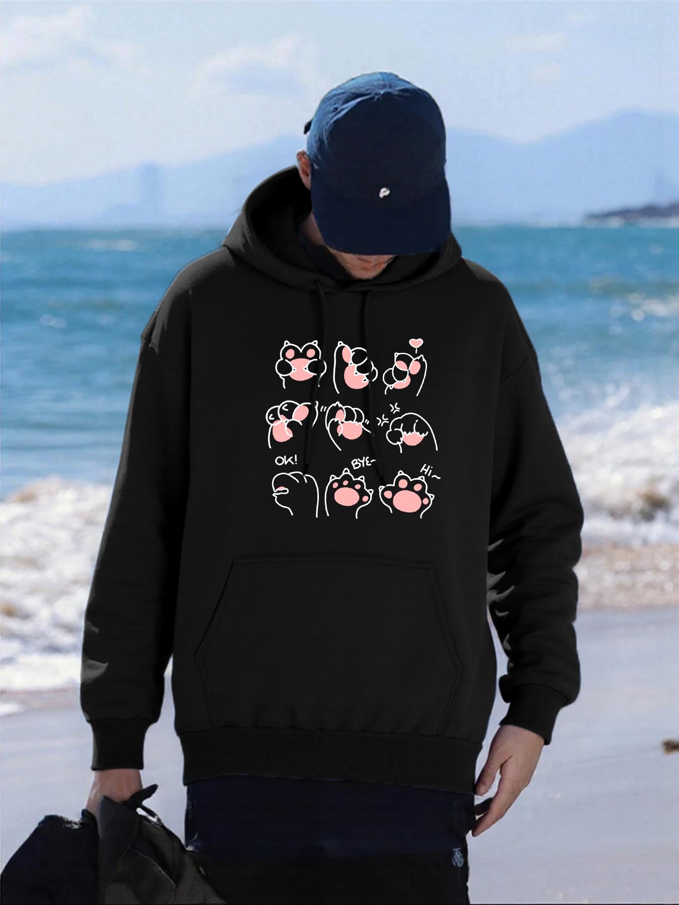 

Creative Palm Gesture Printing Men Hoodies Multicolor Loose Hoody Fleece Casual Streetwear All-Match Comfortable Man Clothing 3XL