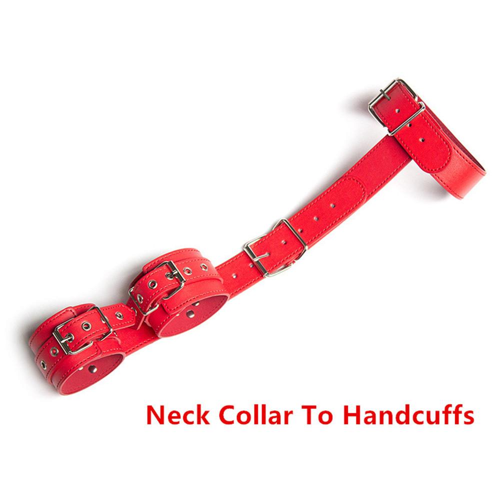 Women Sexy Lingerie Leather Bondage Restraints Slave Neck Collar Handcuffs Ankle Cuff Fetish Bdsm Adult Sex Toys for Couple