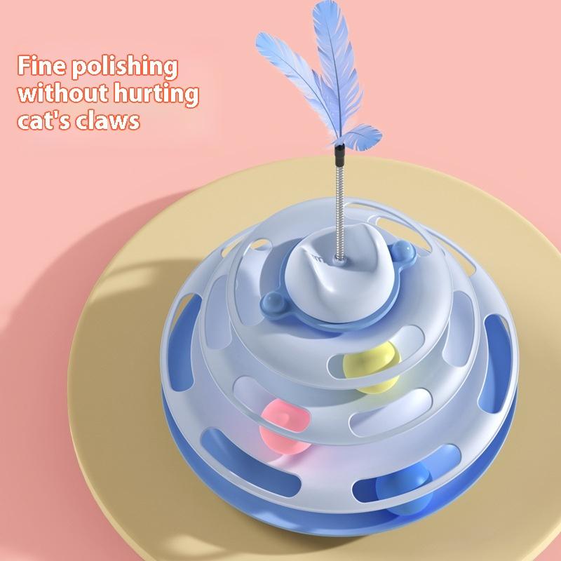 3/4 Levels Cat Toy Tower Turntable Roller Balls Toys Interactive Intelligence Training Track Puzzle Funny Games Accessories