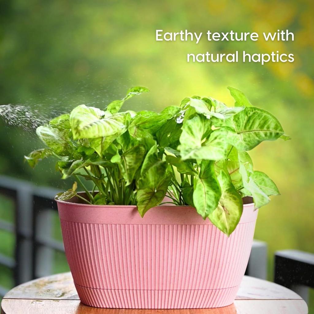 Earth Friendly Eva 11.5 Inch Self Watering Pots for Plants | Bamboo Based Plant Pots | Pack of 2 | UV Protected Planters for Home Décor Indoor