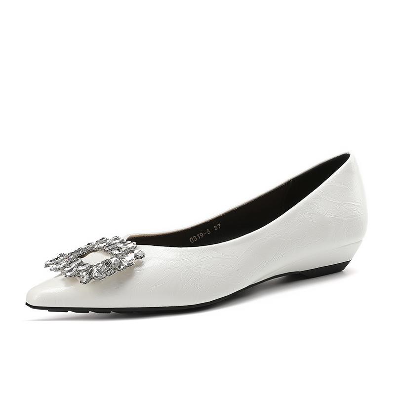 Woman Pointed Toe Ballerina Flats Leather Shoes Women Flats Non-slip Single Dress Shoes 2026 Autumn Fashion Banquet Casual Shoes