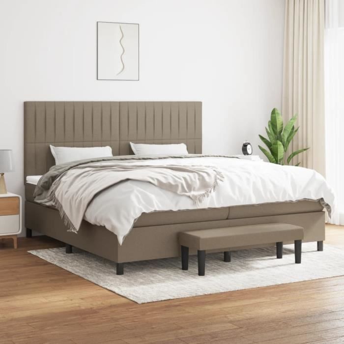 3136785 vidaXL Divan Bed with Mattress Taupe 200x200 Cm Fabric