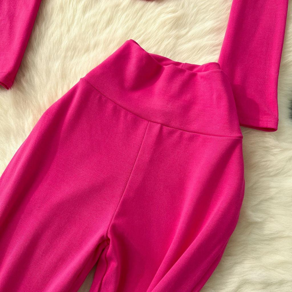 Spice Girls Suit Women's Casual Sportswear Slim Round Neck Long Sleeve T-Shirt High Waist Slim Micro Pants Suit