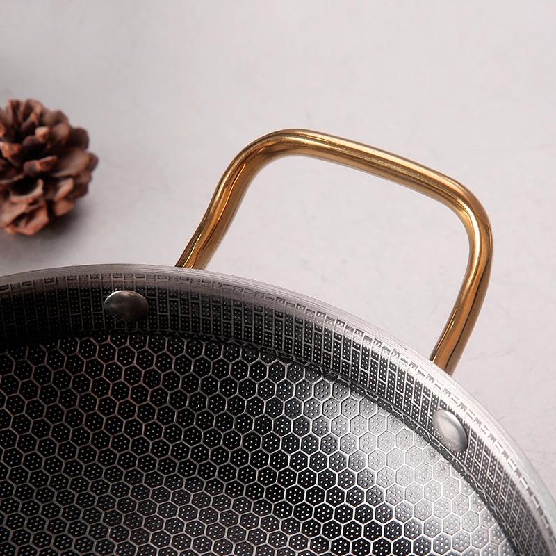 Honeycomb Dry Pot Stainless Steel Seafood Rice Pot Lobster Plate Thickened Commercial Creative Double Ear Pan Dry Pot Hotpot