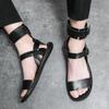 Fashion Summer New Men Gladiators High Tops Belt PU Leather Casual Shoes Breathable Beach Sandals Outdoor Slippers Black White Plus Size