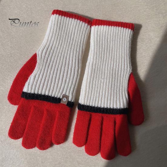 1 paire de gants d'hiver épais en tricot à cinq doigts pour femme, unisexe, antidérapants, pour écran tactile, pour la conduite, le golf, le ski, le patinage