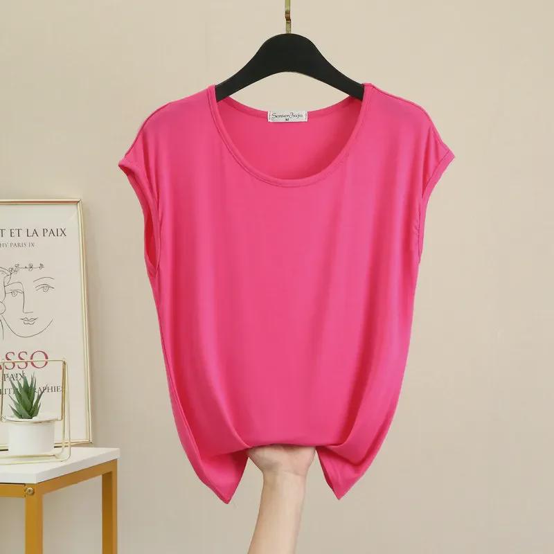 Women's Summer Loose Modal Sleeveless Round Neck Top - Solid Color, Large Size, Thin Home Vest