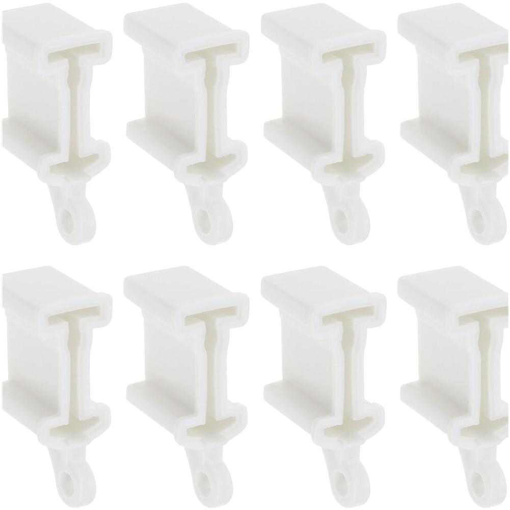 Curtain Track End Cap Set 8pcs White Plastic Fittings for Flexible Tracks Edge Width ~1cm Size 3.9x1.3x2.4cm Decor