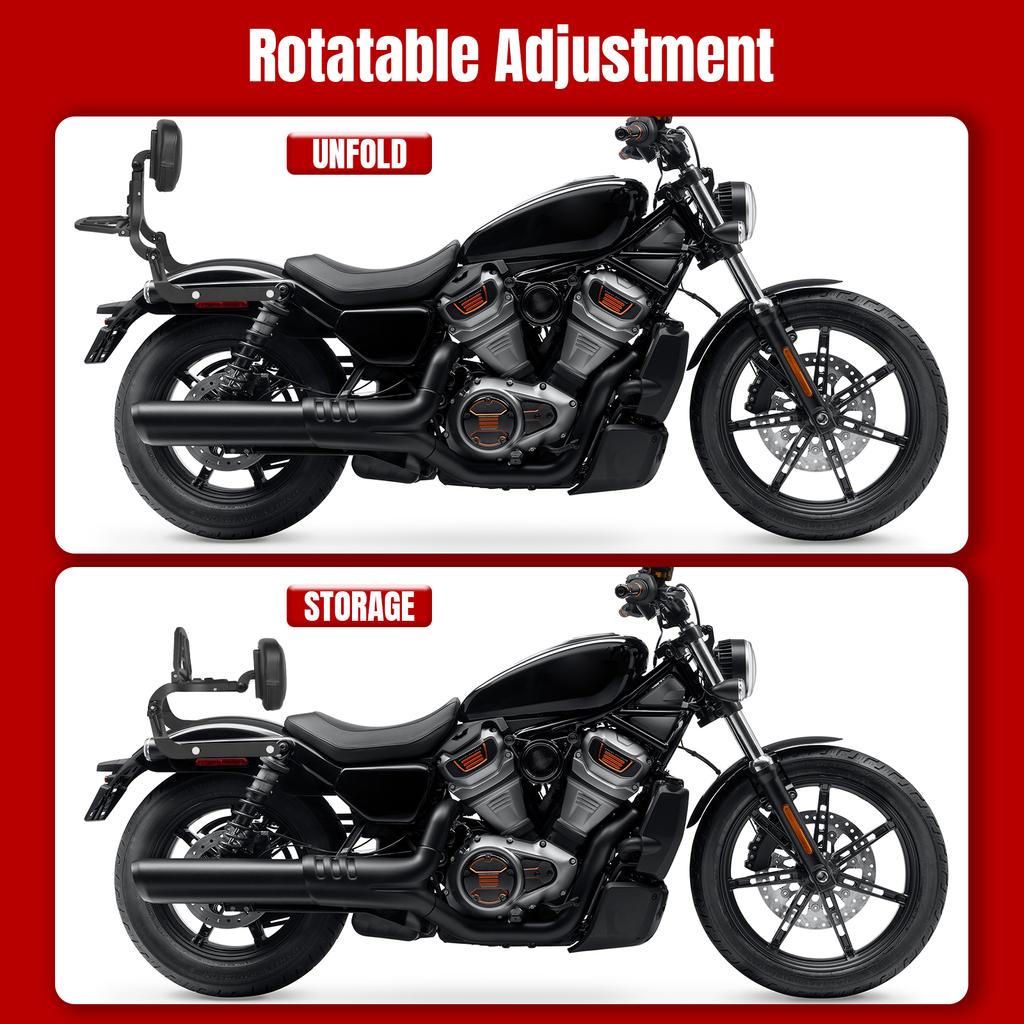 Motorcycle Passenger Backrest Pad Adjustable Rider Backrest Rotatable Multi-Purpose for Harley14-22 Street750/500 XG750/500