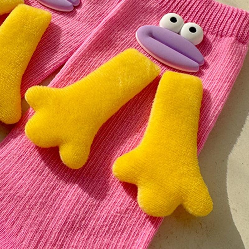 1 Pair Cotton Crew Dress Socks Simple Ankle Socks Trendy Bootie Socks Cartoon Doll Calf Socks for Womens Streetwear