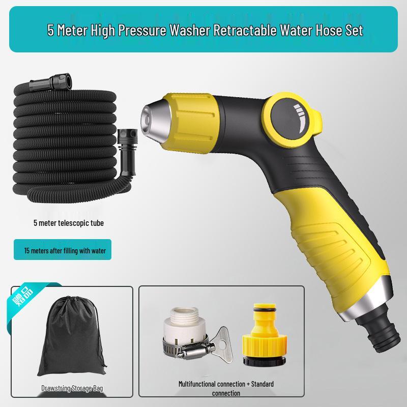 High-Pressure Car Wash Hose: Sun-Resistant, Antifreeze, Telescopic, Multi-Purpose for Car, Courtyard, and Garden Use