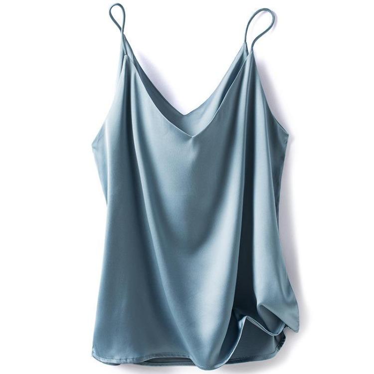 Sexy Halter V Neck Crop Top Women Satin Sleeveless Summer Y2K Cami Basic White Black Strap Tank Tops Camisole