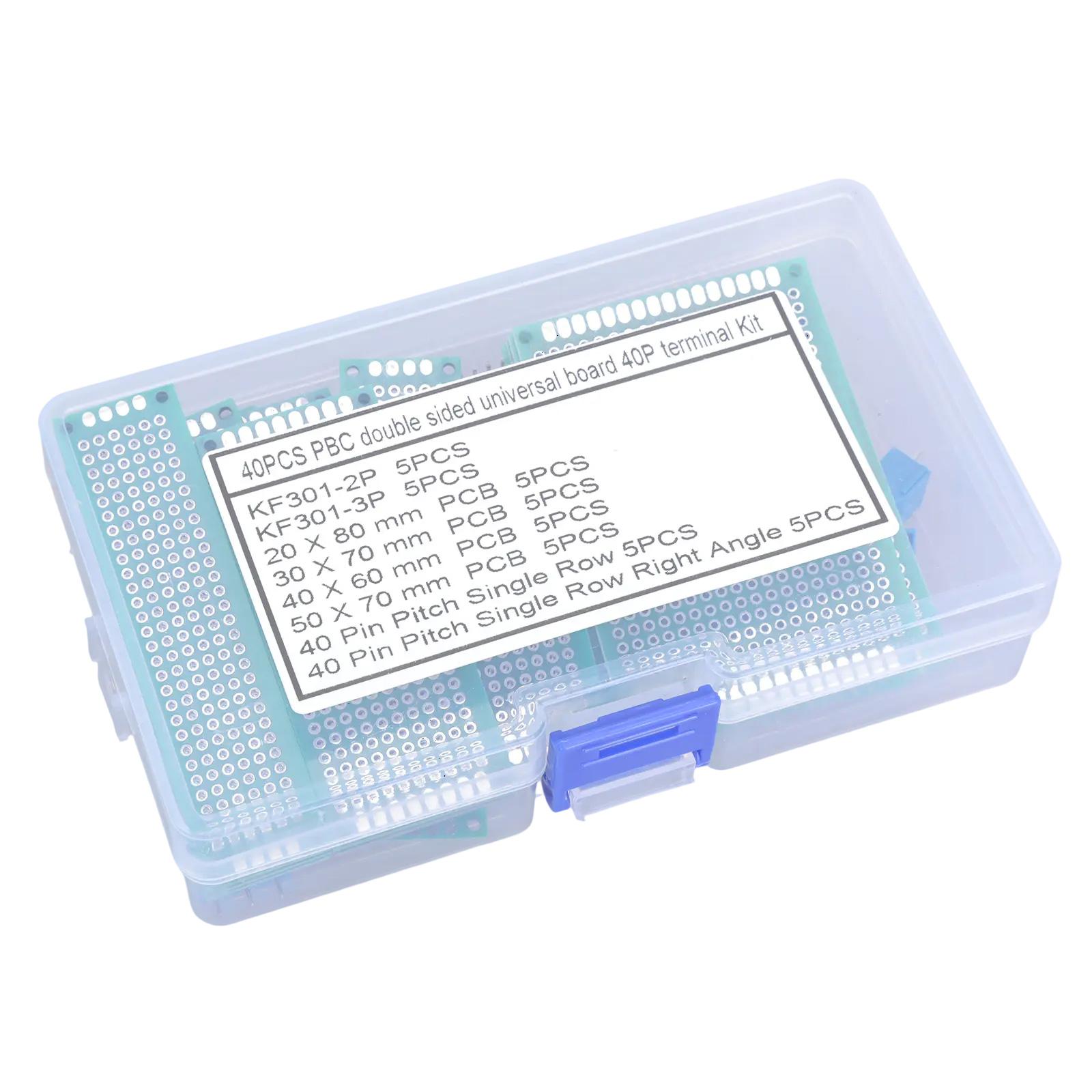 

40Pcs Double Side Prototype PCB Printed Circuit Board Soldering Board Terminal Straight Single Row Assort Kits