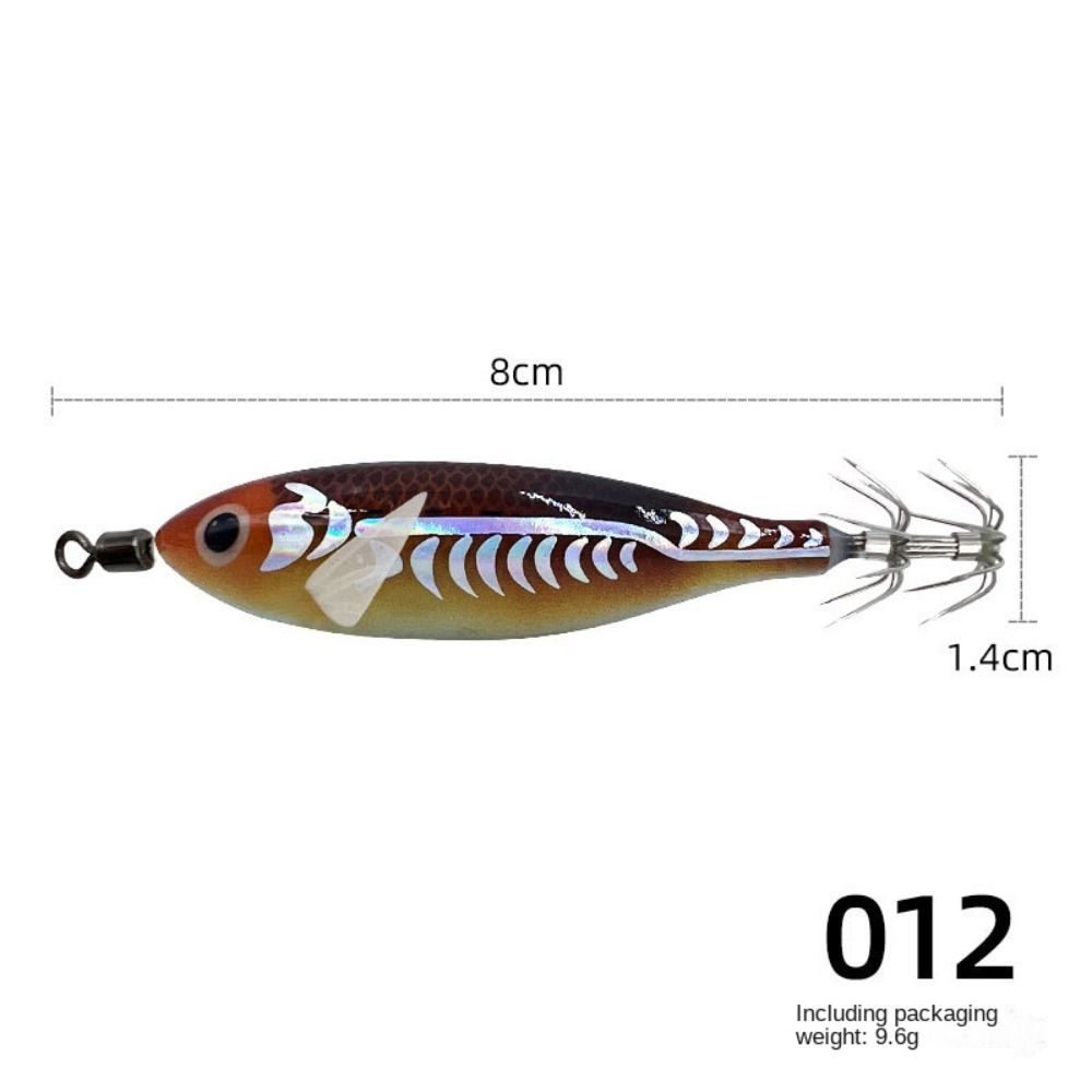 80mm Fishing Lure Noctilucent Artificial Artificial Squid Hook Jigs 5.7g Wood Noctilucent Squid Cuttlefish Jigs