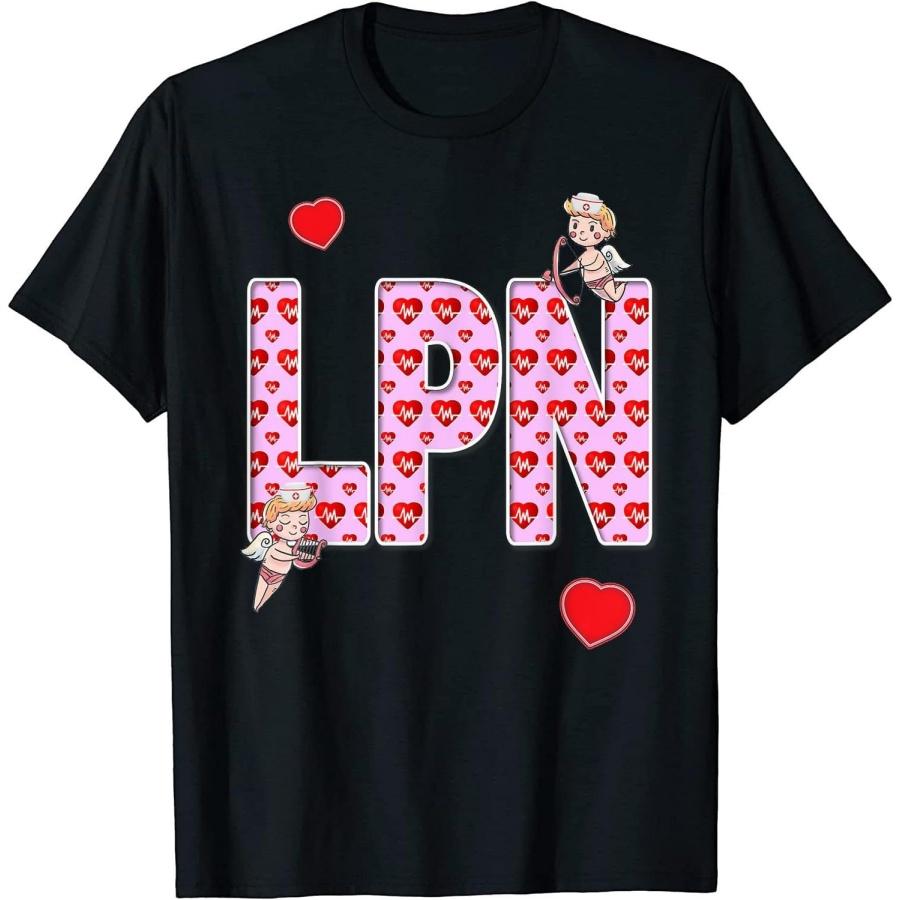 Nurses Valentine s Day Love, Hearts & Cupids LPN T-Shirt for Men Women Kids Black XXXXXL разноцветный