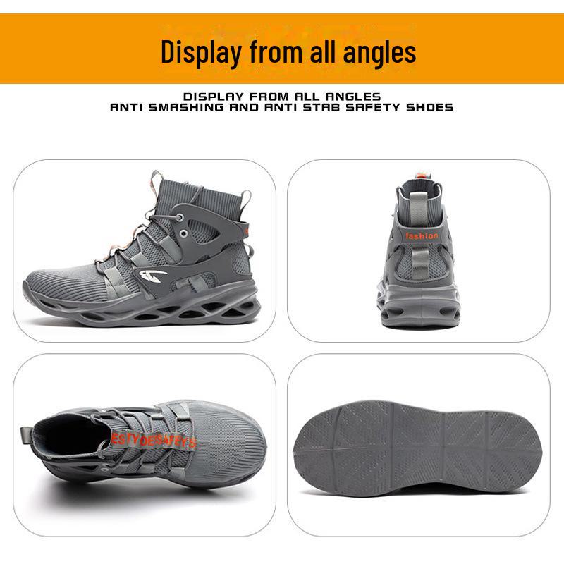 Breathable Lightweight Men's Steel Toe Work Shoes - Anti-Smash, Anti-Puncture, High-Top Safety Footwear