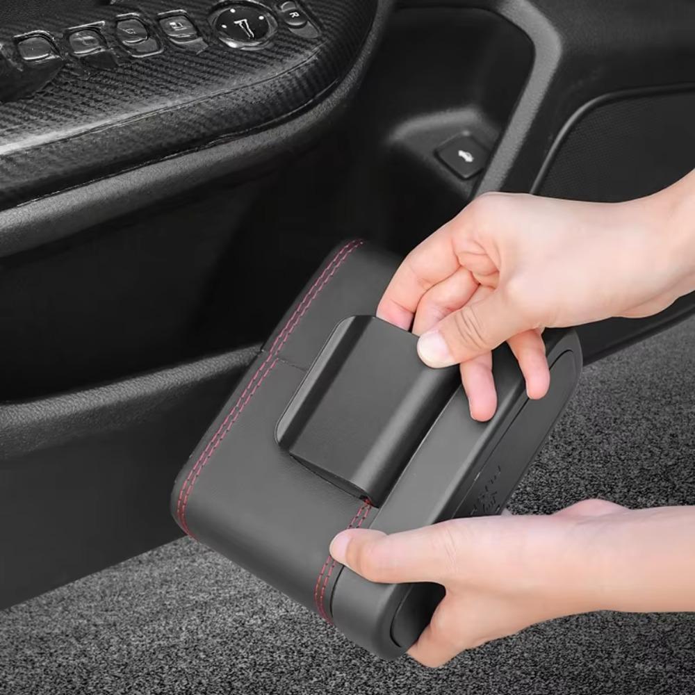 PU Leather Car Press-down Storage Box Waterproof Hanging Storage Bin Vehicle Trash Can  Car Storage