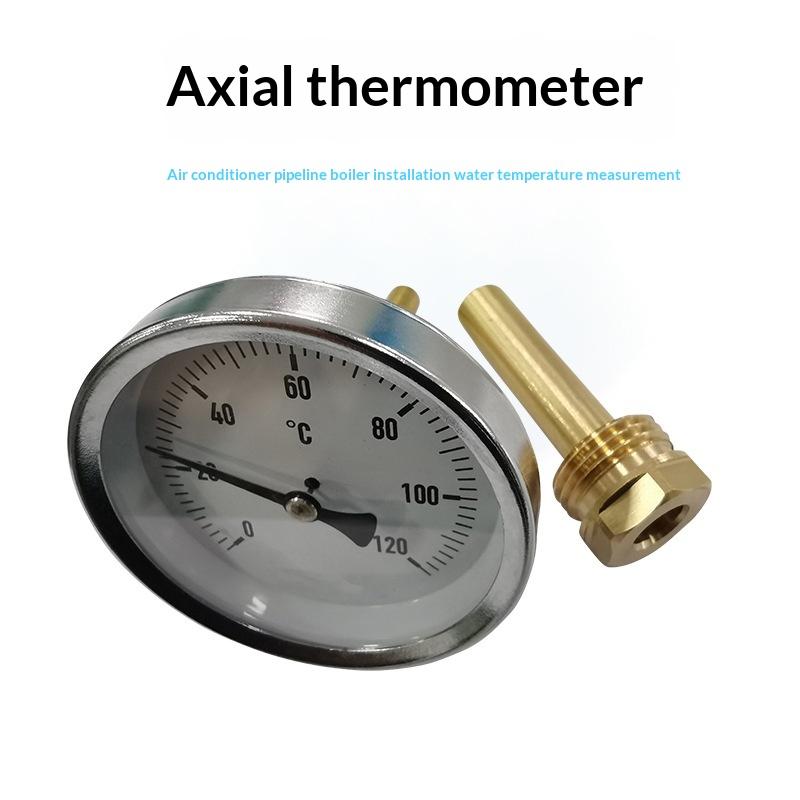 1Pcs 1/2  Axial Screw-In Buffer Boiler Heating 120Celsius Water Temperature Gauge Bimetallic Thermometer With Copper Sheath 1pcs