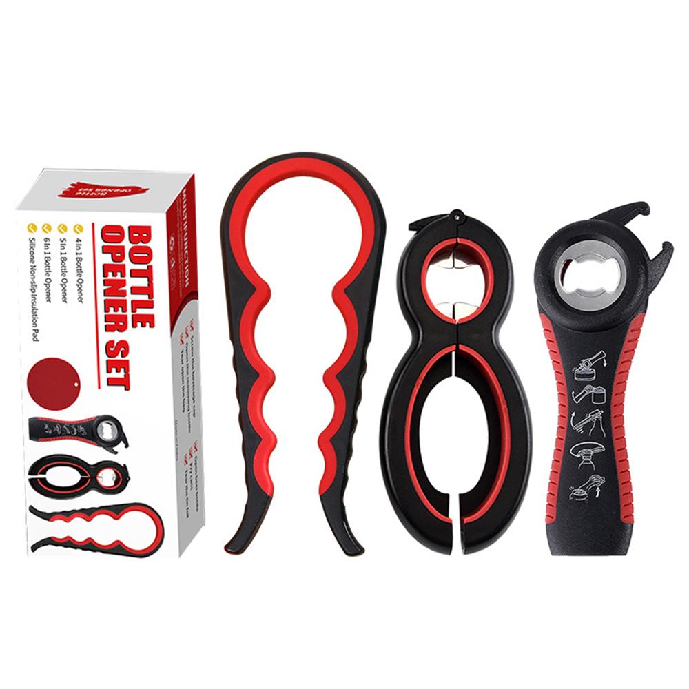 

Открывалка для банок Многофункциональная 6-в-1 Открывалка для бутылок Открывалка для крышек банок, 4-в-1 Открывалка для банок и Нескользящий захват для открывания крышек