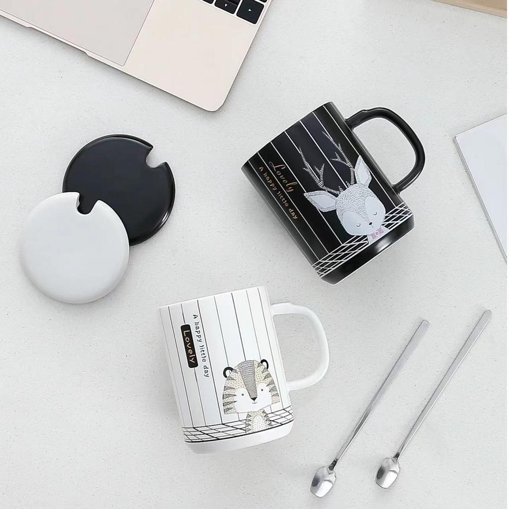 Creative Nordic Style Animal Mug for Girls and Couples Ceramic Office Water Cup High Looking Coffee Cup Milk Cup